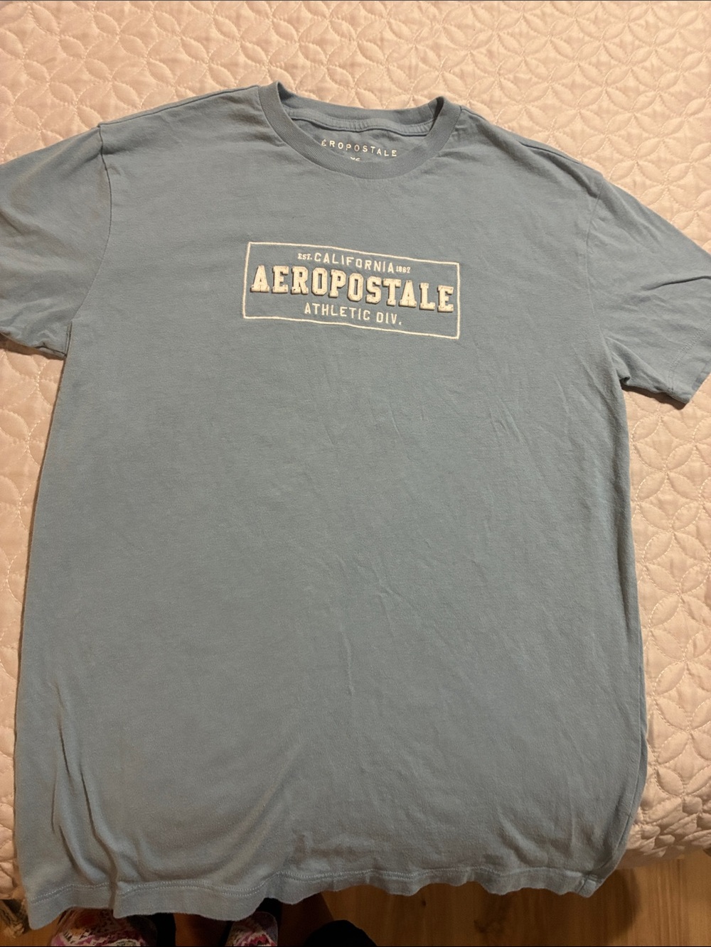 Aeropostale Men’s Light Blue Logo Crewneck T-Shirt